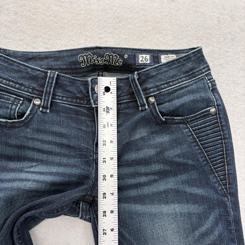 Miss Me Signature Skinny Jeans Womens 26 Blue Dark Wash Mid Rise Stretch Denim - Picture 9 of 14